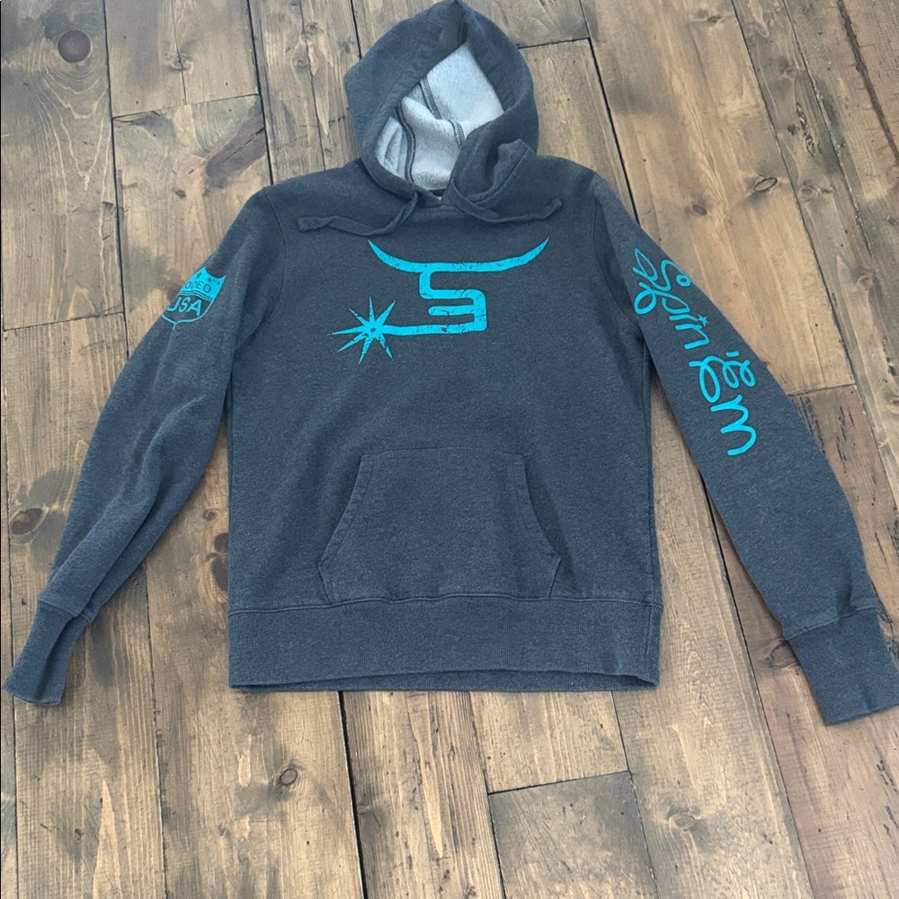 Sport Tex Charcoal Hoodie with Teal Graphics